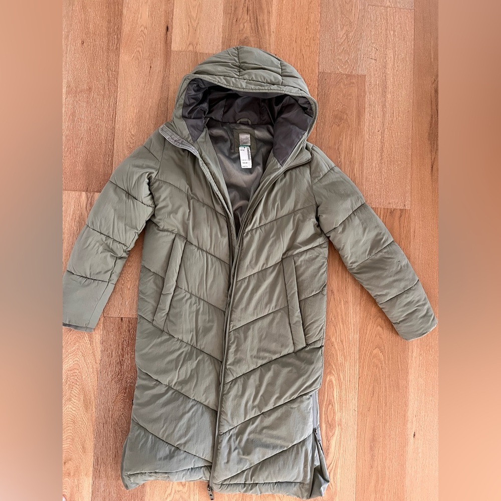 Simons Twik long puffer jacket light green size xs
